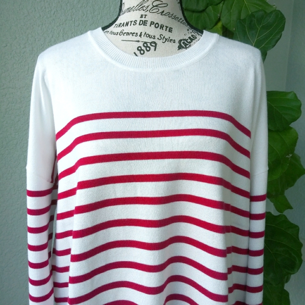 NWT Marled Red Stripes Oversized Sweater Sz XL